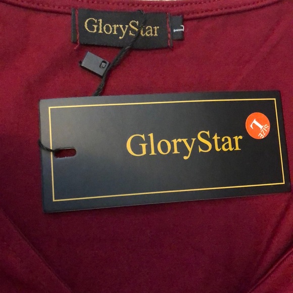 NWT Glory Star Long Sleeve Burgundy Dress - Picture 7 of 10